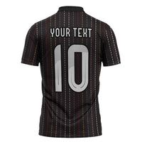 Japan Football Custom Zipper Polo Shirt Colors Beyond Horizon Sashiko Effect Black Version