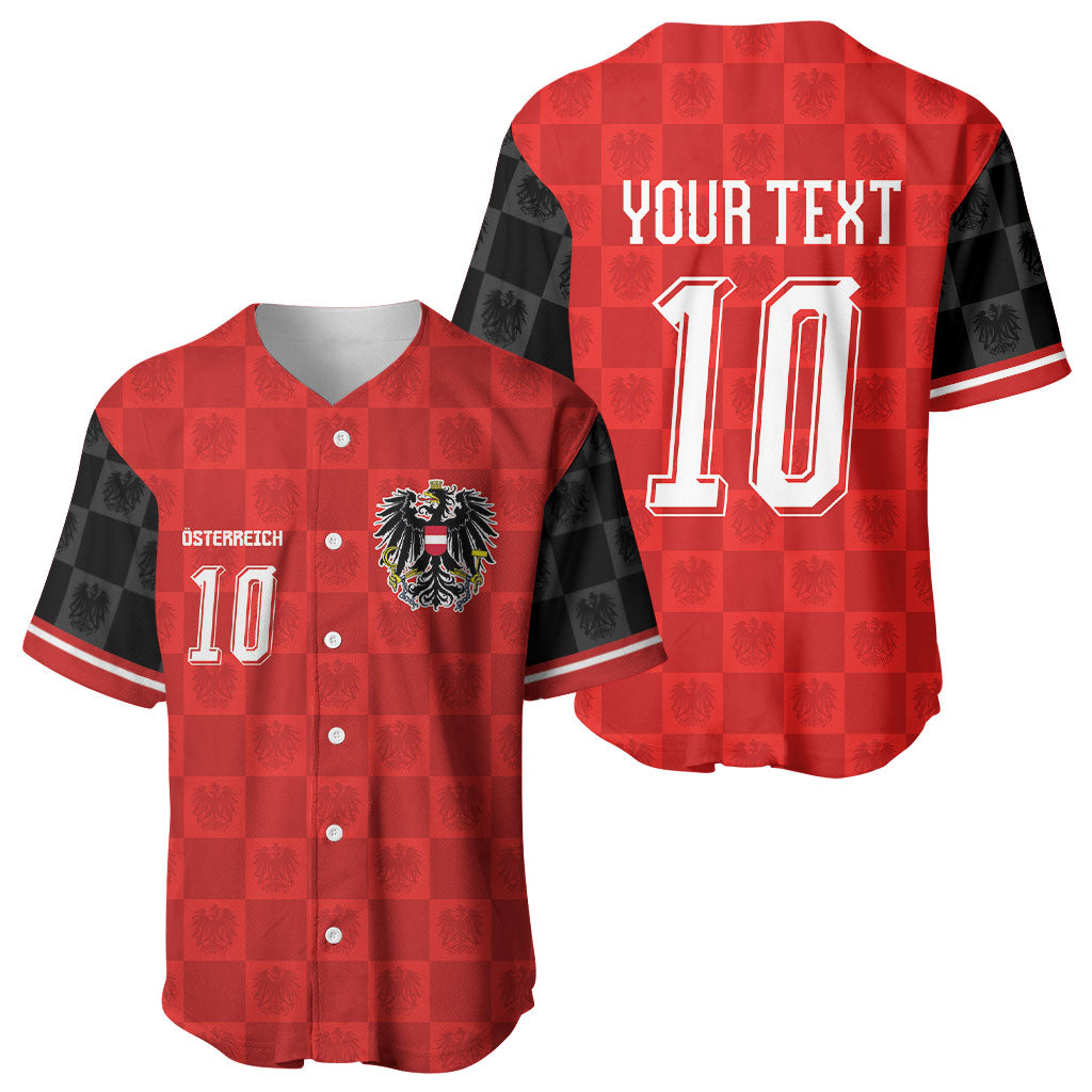 Austria Football Custom Baseball Jersey Bundesadler Red Checkerboard Eagle