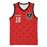 Austria Football Custom Basketball Jersey Bundesadler Red Checkerboard Eagle