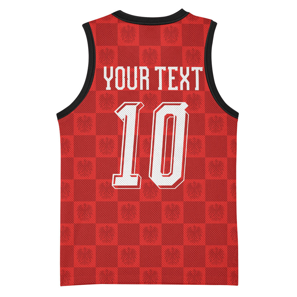 Austria Football Custom Basketball Jersey Bundesadler Red Checkerboard Eagle