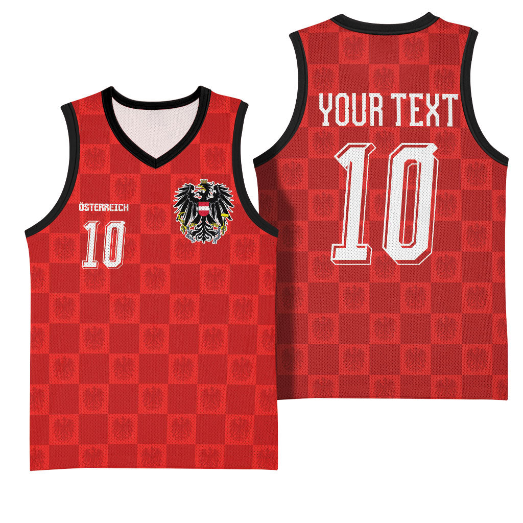 Austria Football Custom Basketball Jersey Bundesadler Red Checkerboard Eagle