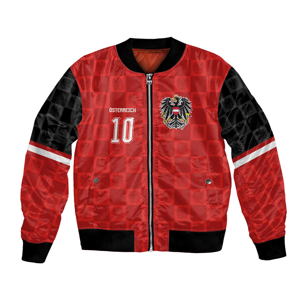Austria Football Custom Bomber Jacket Bundesadler Red Checkerboard Eagle