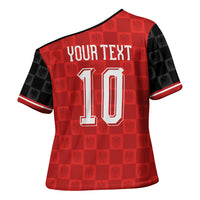 Austria Football Custom Cross Shoulder Shirt Bundesadler Red Checkerboard Eagle