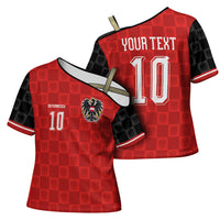 Austria Football Custom Cross Shoulder Shirt Bundesadler Red Checkerboard Eagle