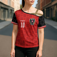 Austria Football Custom Cross Shoulder Shirt Bundesadler Red Checkerboard Eagle