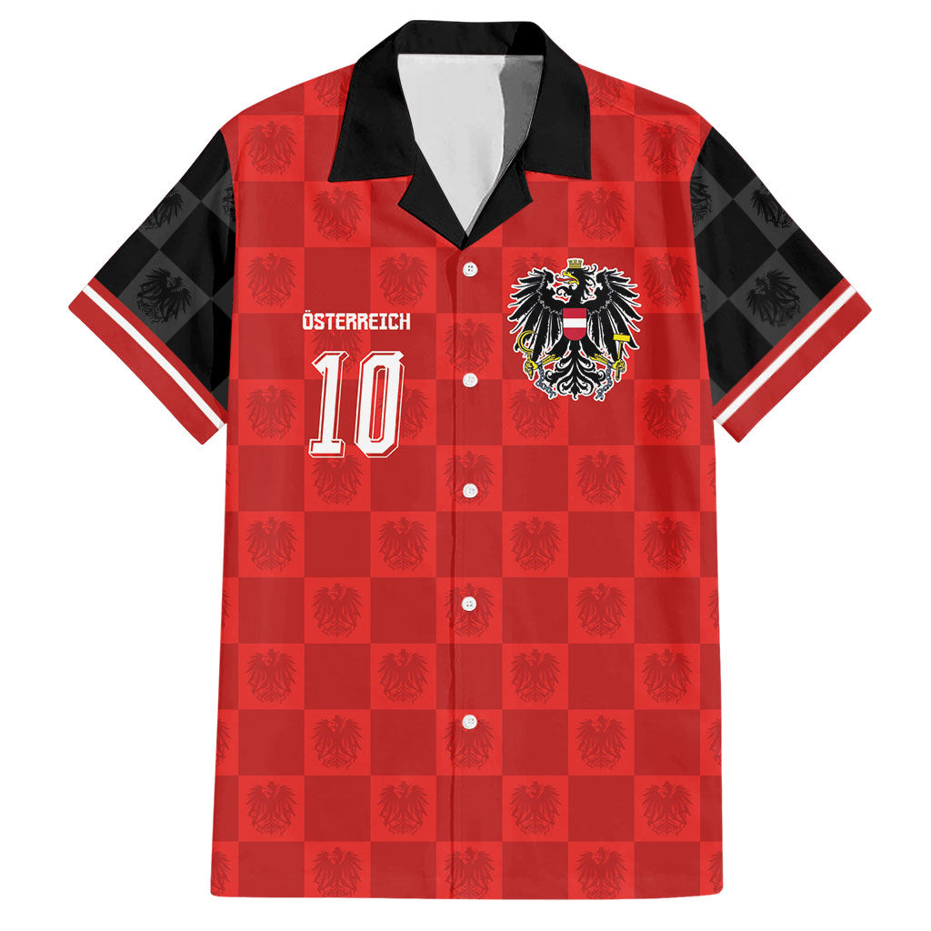 Austria Football Custom Hawaiian Shirt Bundesadler Red Checkerboard Eagle