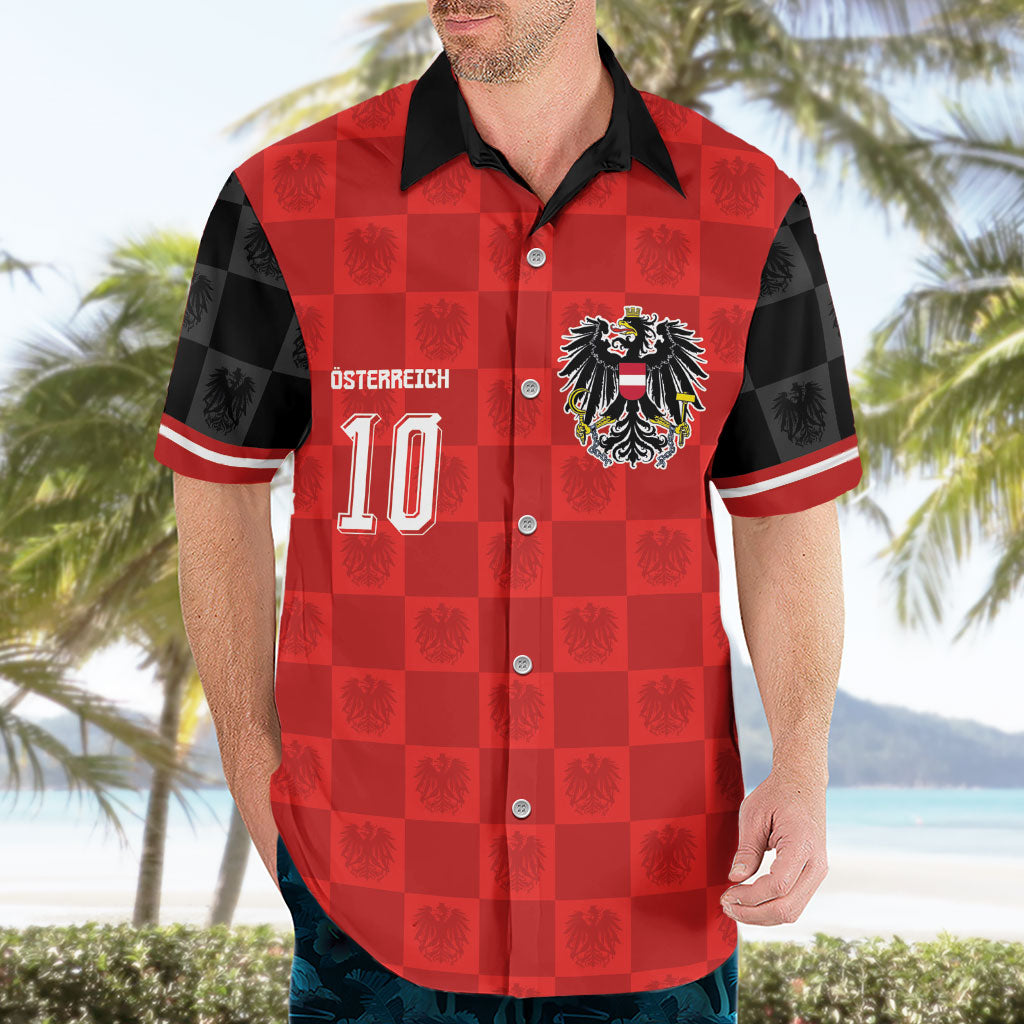 Austria Football Custom Hawaiian Shirt Bundesadler Red Checkerboard Eagle