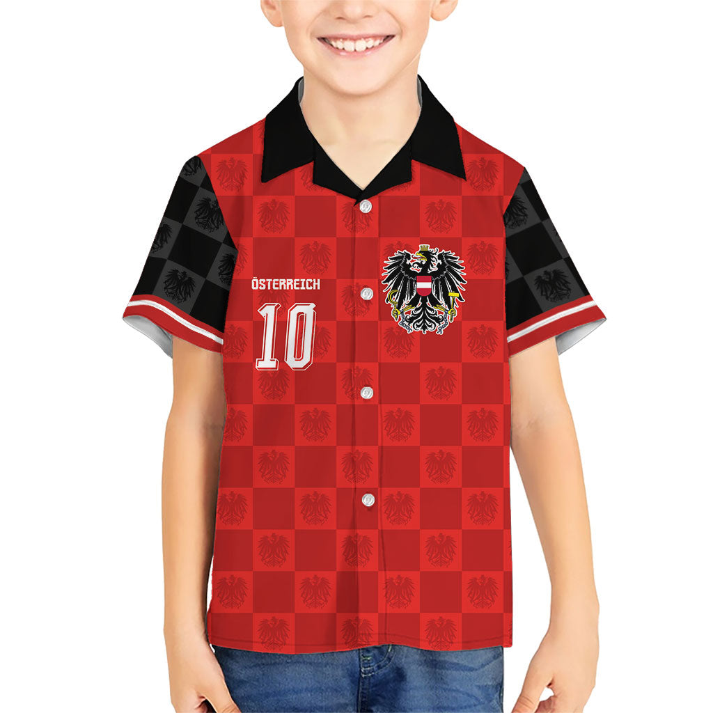 Austria Football Custom Hawaiian Shirt Bundesadler Red Checkerboard Eagle