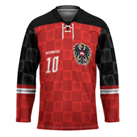 Austria Football Custom Hockey Jersey Bundesadler Red Checkerboard Eagle