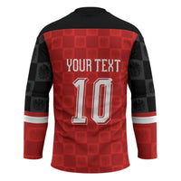 Austria Football Custom Hockey Jersey Bundesadler Red Checkerboard Eagle