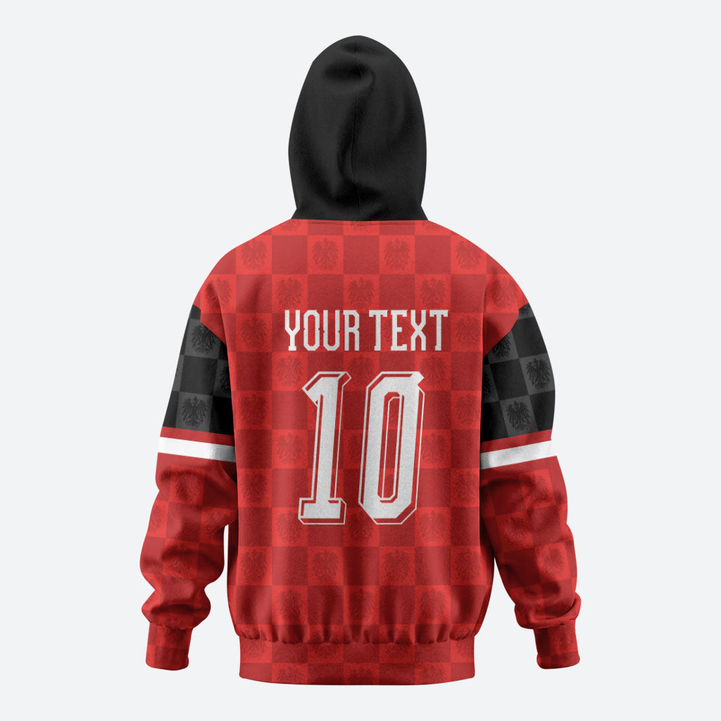 Austria Football Custom Hoodie Bundesadler Red Checkerboard Eagle