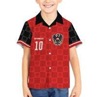 Austria Football Custom Kid Hawaiian Shirt Bundesadler Red Checkerboard Eagle