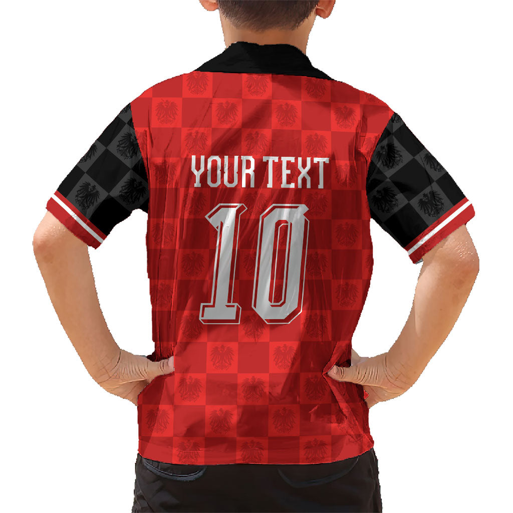 Austria Football Custom Kid Hawaiian Shirt Bundesadler Red Checkerboard Eagle