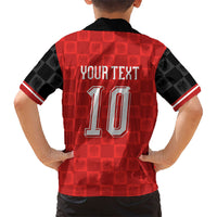 Austria Football Custom Kid Hawaiian Shirt Bundesadler Red Checkerboard Eagle