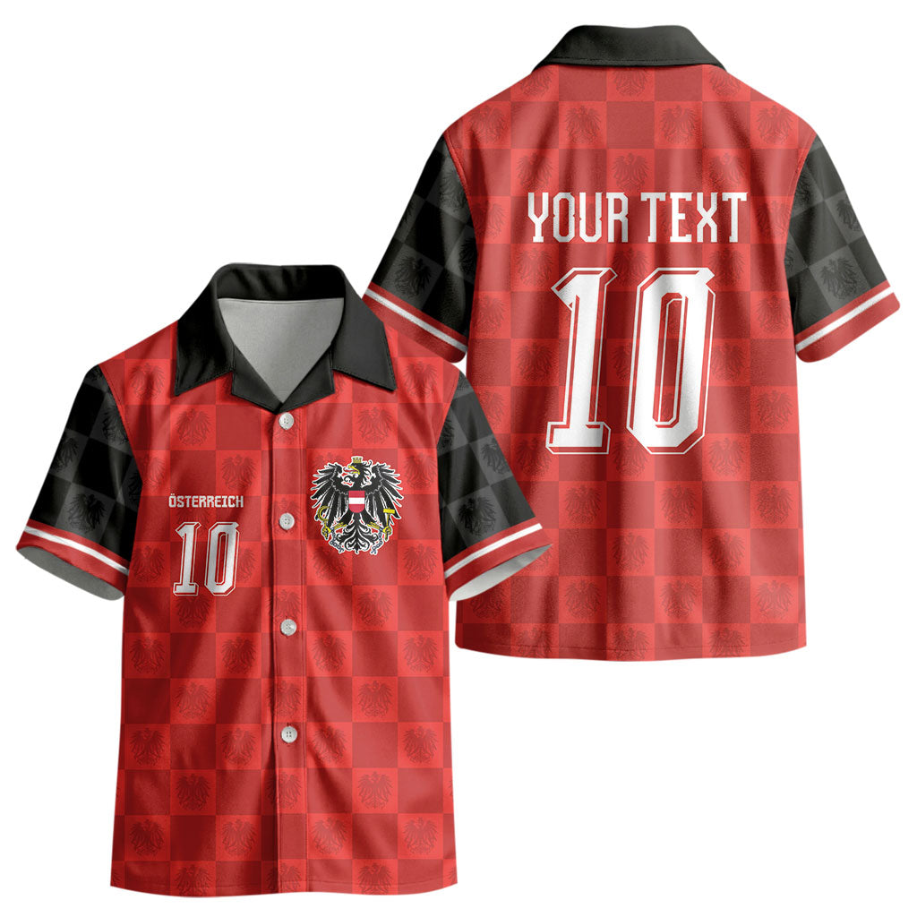 Austria Football Custom Kid Hawaiian Shirt Bundesadler Red Checkerboard Eagle LT03