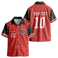 Austria Football Custom Kid Hawaiian Shirt Bundesadler Red Checkerboard Eagle LT03