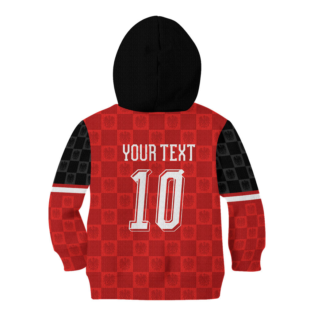 Austria Football Custom Kid Hoodie Bundesadler Red Checkerboard Eagle