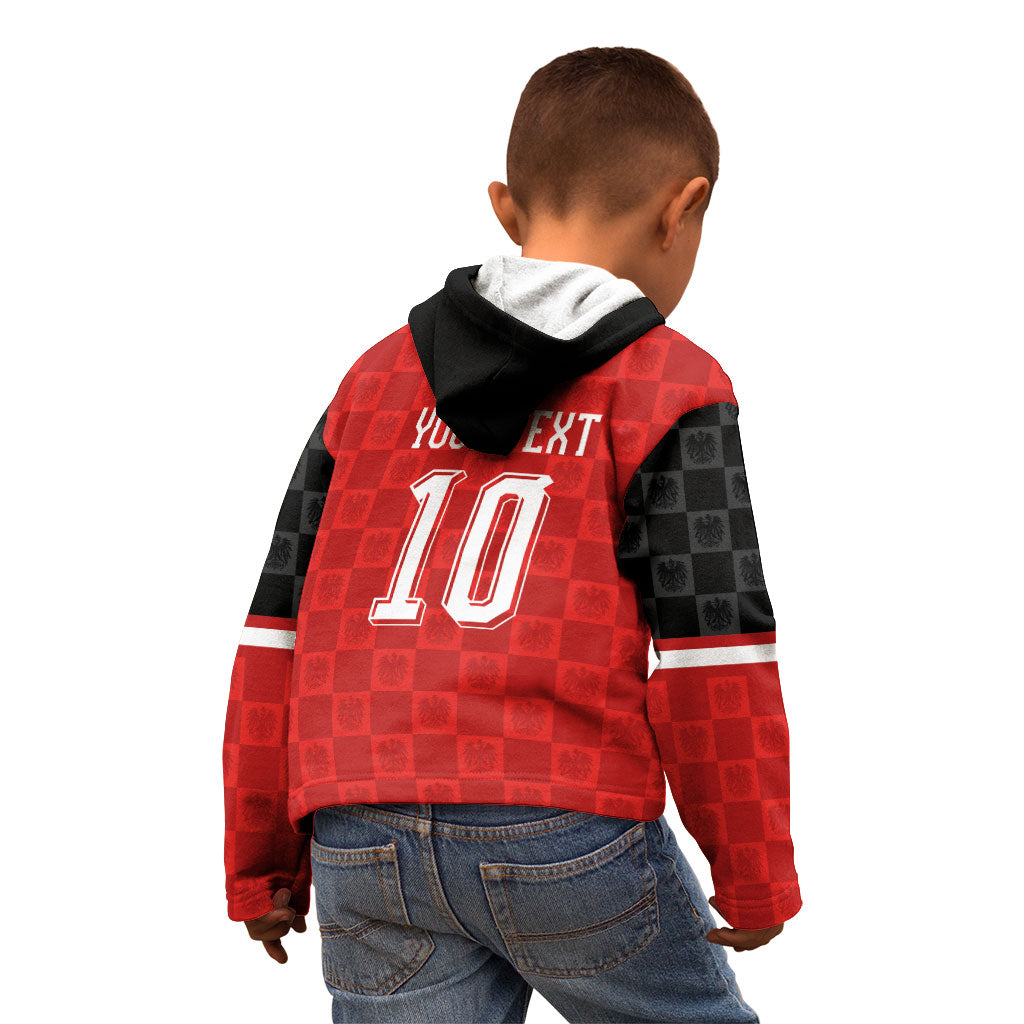 Austria Football Custom Kid Hoodie Bundesadler Red Checkerboard Eagle