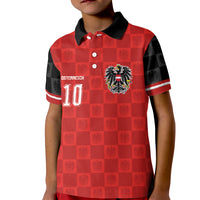 Austria Football Custom Kid Polo Shirt Bundesadler Red Checkerboard Eagle