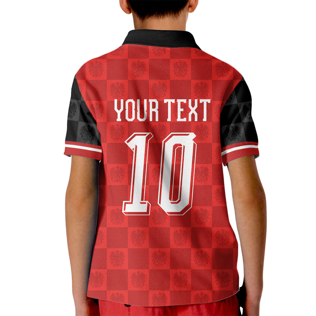 Austria Football Custom Kid Polo Shirt Bundesadler Red Checkerboard Eagle