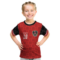 Austria Football Custom Kid T Shirt Bundesadler Red Checkerboard Eagle