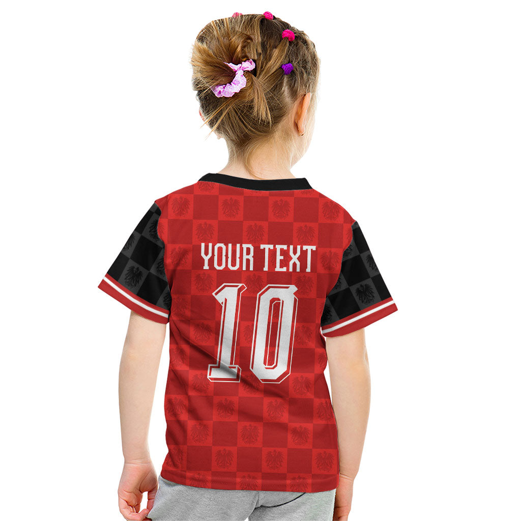 Austria Football Custom Kid T Shirt Bundesadler Red Checkerboard Eagle