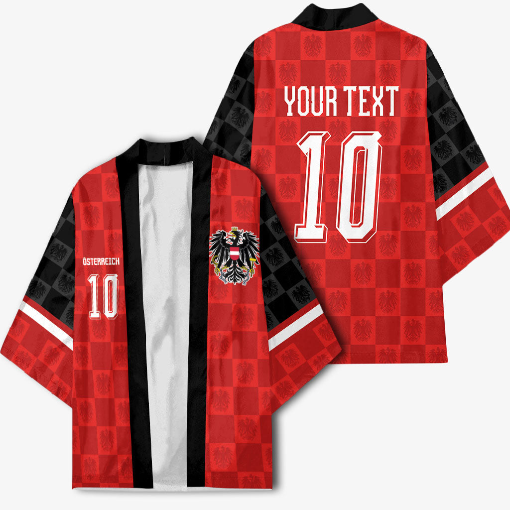 Austria Football Custom Kimono Bundesadler Red Checkerboard Eagle