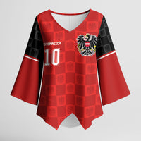 Austria Football Custom Kimono Sleeve Blouse Bundesadler Red Checkerboard Eagle