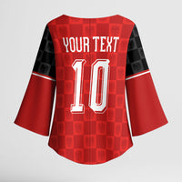 Austria Football Custom Kimono Sleeve Blouse Bundesadler Red Checkerboard Eagle