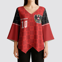 Austria Football Custom Kimono Sleeve Blouse Bundesadler Red Checkerboard Eagle