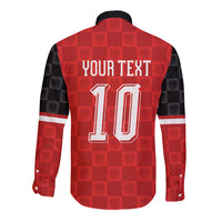 Austria Football Custom Long Sleeve Button Shirt Bundesadler Red Checkerboard Eagle
