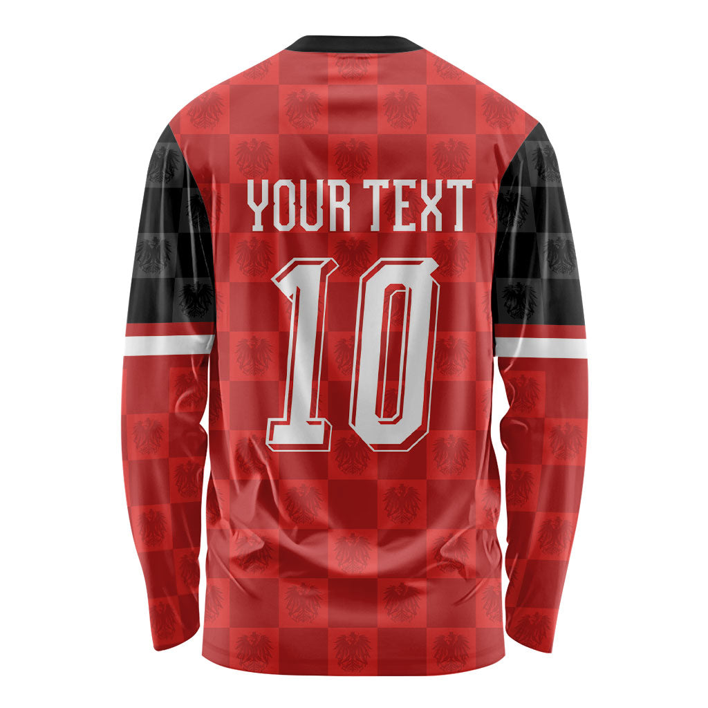 Austria Football Custom Long Sleeve Shirt Bundesadler Red Checkerboard Eagle