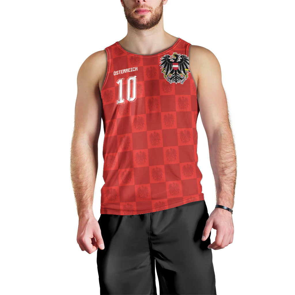 Austria Football Custom Men Tank Top Bundesadler Red Checkerboard Eagle
