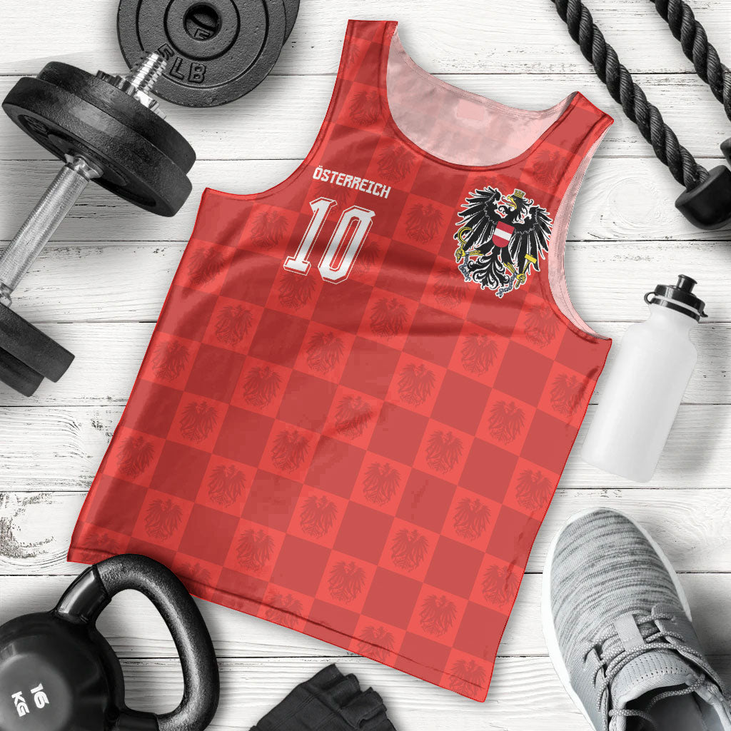 Austria Football Custom Men Tank Top Bundesadler Red Checkerboard Eagle