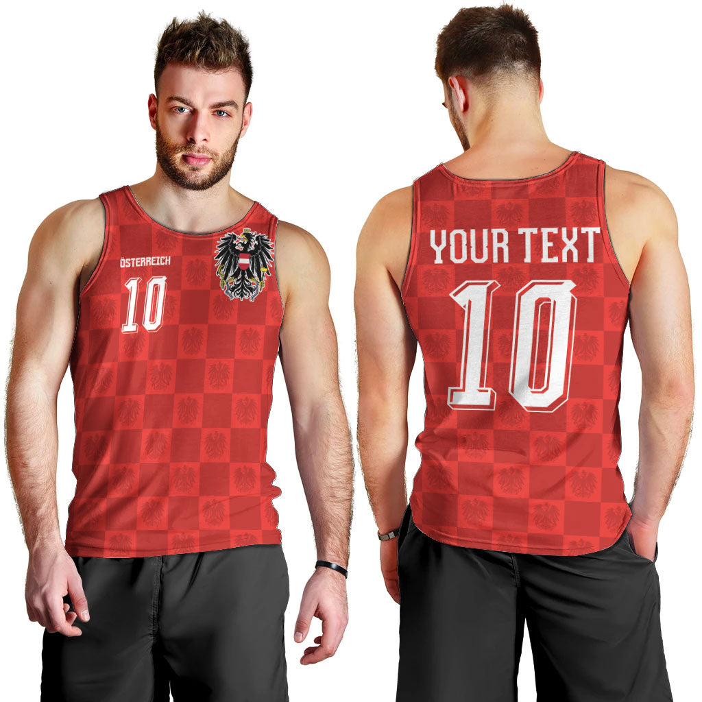 Austria Football Custom Men Tank Top Bundesadler Red Checkerboard Eagle