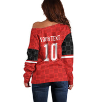 Austria Football Custom Off Shoulder Sweater Bundesadler Red Checkerboard Eagle