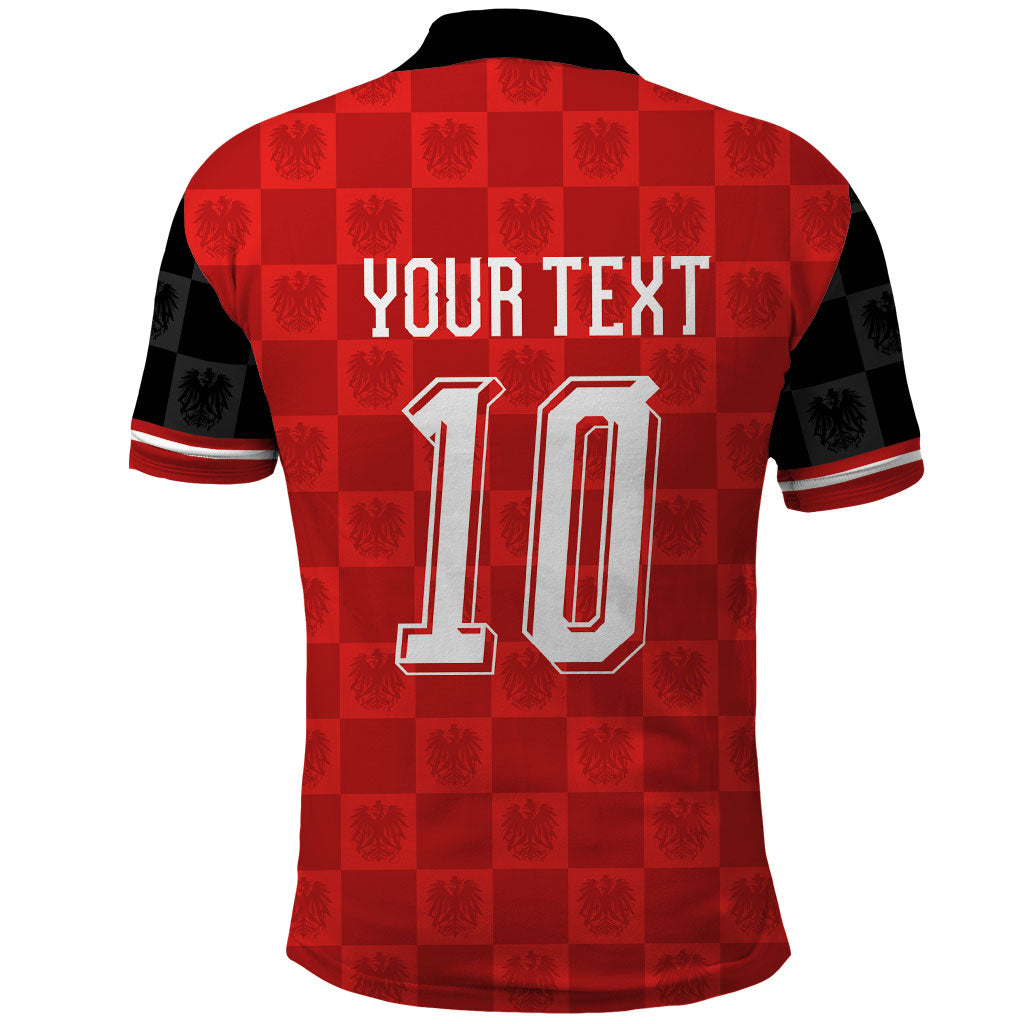 Austria Football Custom Polo Shirt Bundesadler Red Checkerboard Eagle