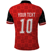 Austria Football Custom Polo Shirt Bundesadler Red Checkerboard Eagle