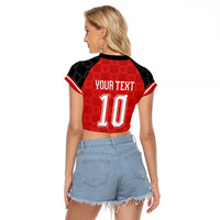 Austria Football Custom Raglan Cropped T Shirt Bundesadler Red Checkerboard Eagle