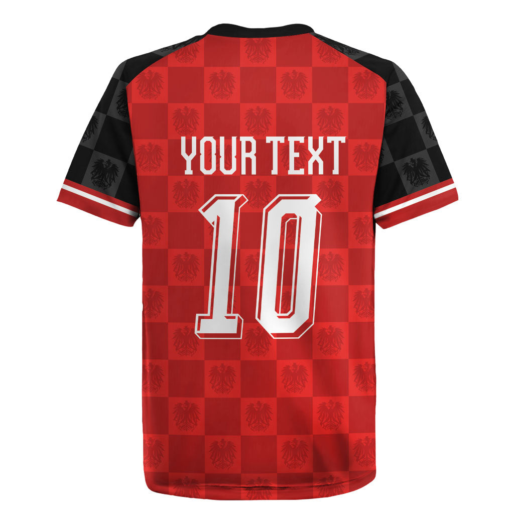 Austria Football Custom Rugby Jersey Bundesadler Red Checkerboard Eagle