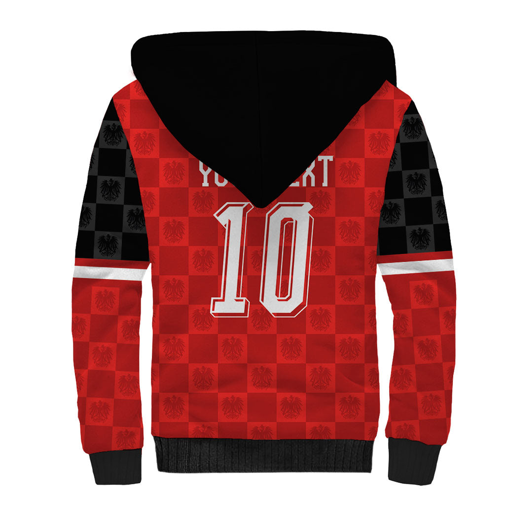 Austria Football Custom Sherpa Hoodie Bundesadler Red Checkerboard Eagle
