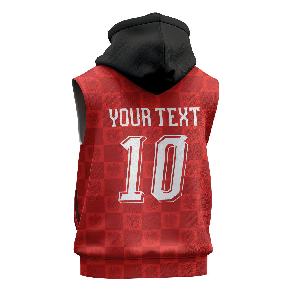Austria Football Custom Sleeveless Hoodie Bundesadler Red Checkerboard Eagle