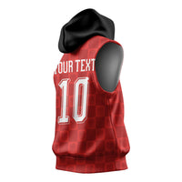 Austria Football Custom Sleeveless Hoodie Bundesadler Red Checkerboard Eagle