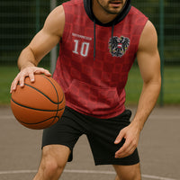 Austria Football Custom Sleeveless Hoodie Bundesadler Red Checkerboard Eagle