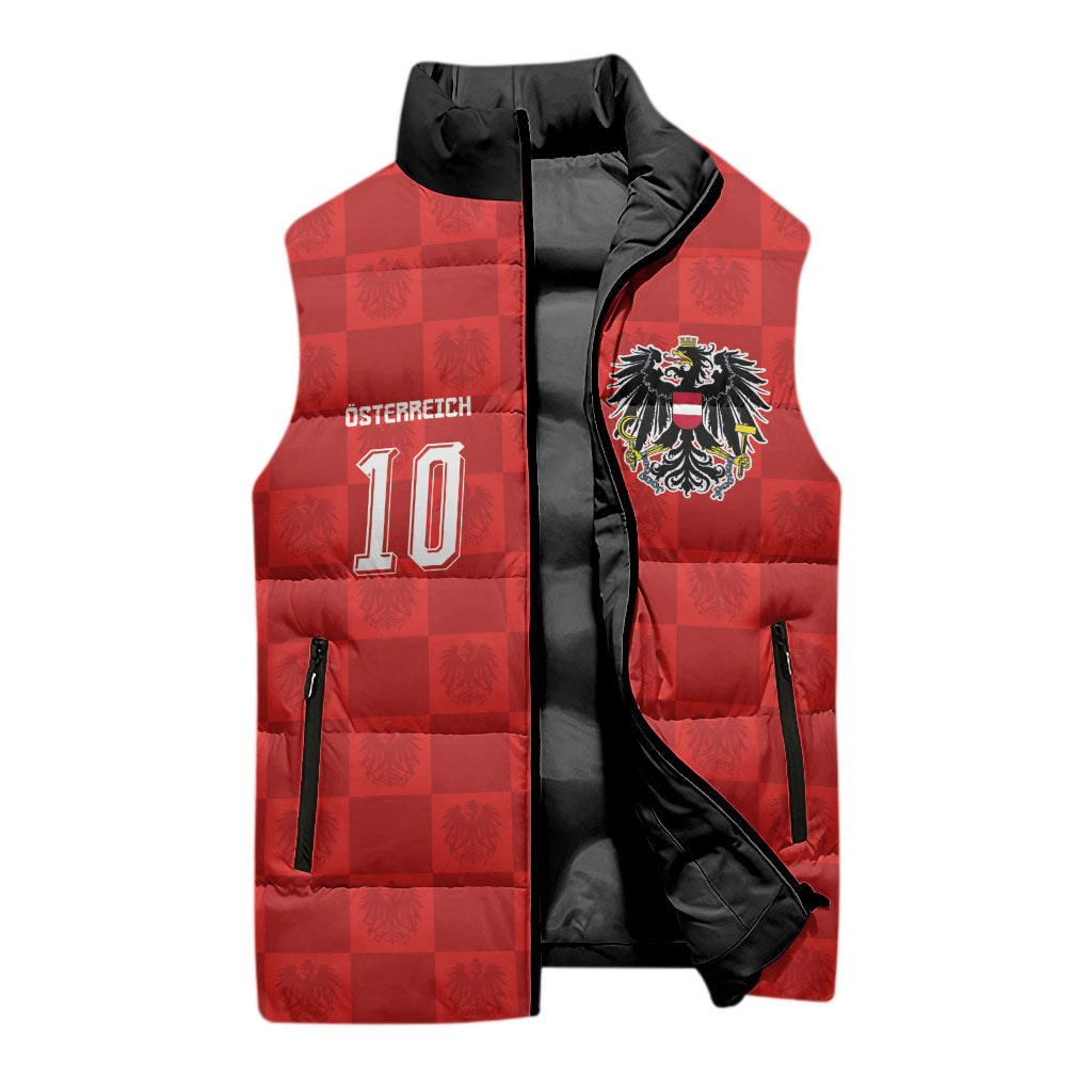 Austria Football Custom Sleeveless Puffer Jacket Bundesadler Red Checkerboard Eagle