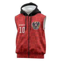 Austria Football Custom Sleeveless Zip Hoodie Bundesadler Red Checkerboard Eagle