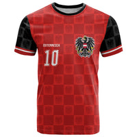 Austria Football Custom T Shirt Bundesadler Red Checkerboard Eagle