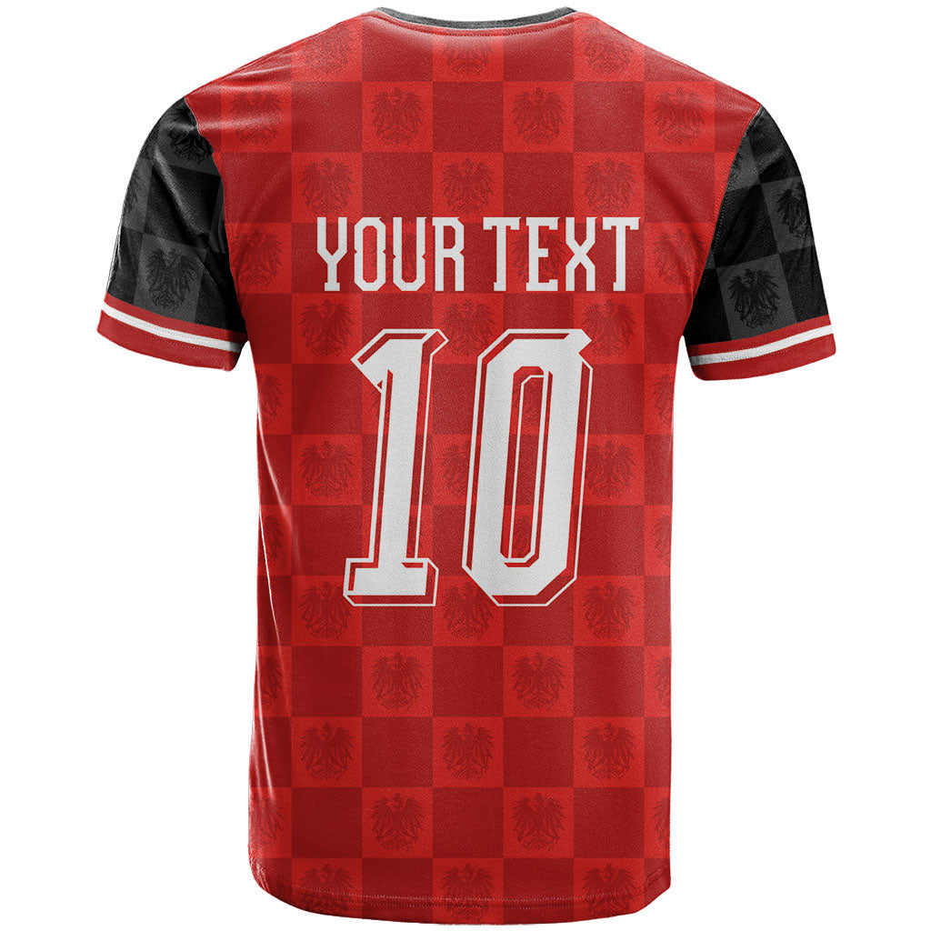 Austria Football Custom T Shirt Bundesadler Red Checkerboard Eagle