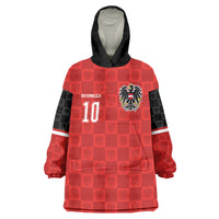 Austria Football Custom Wearable Blanket Hoodie Bundesadler Red Checkerboard Eagle