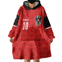 Austria Football Custom Wearable Blanket Hoodie Bundesadler Red Checkerboard Eagle